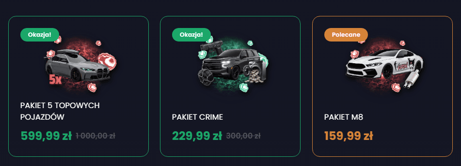 Pakiety z pojazdami w sklepie OsloRP