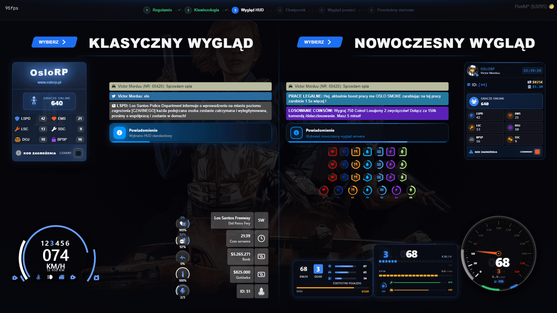 Wygląd HUD-u na OsloRP